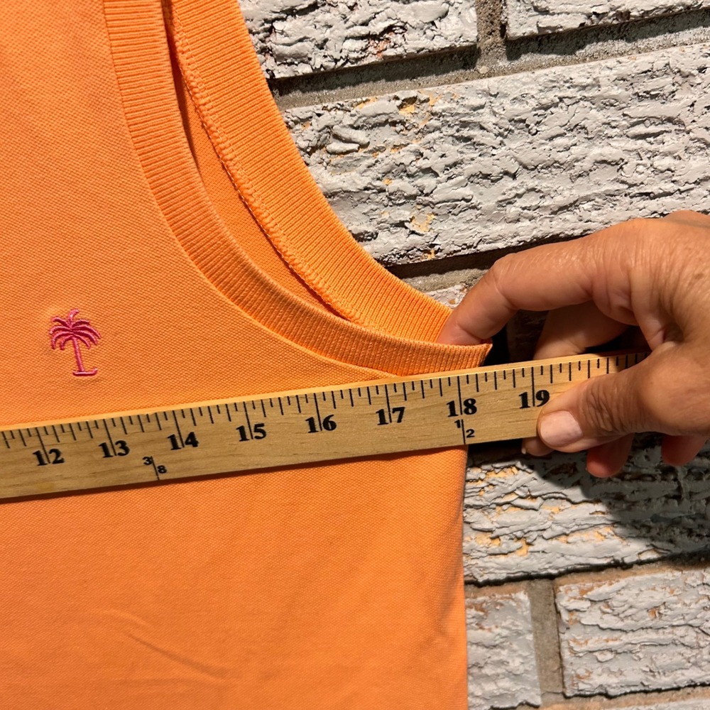 Lilly Pulitzer Island Polo Orange Sleeveless Palm Tree Logo Top Medium - Picture 3 of 6